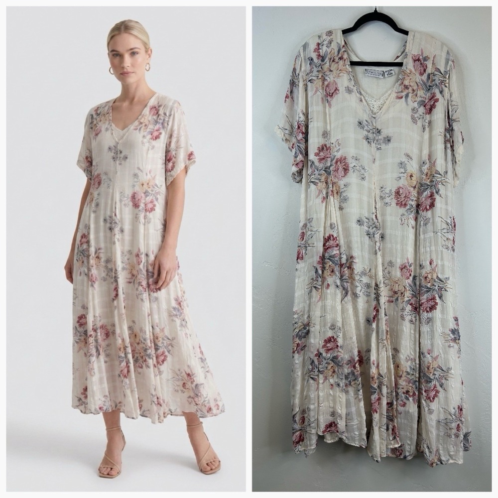 Floral Whimsical Vintage Flowy Dress Size M Fairy Cottagecore 90s Y2K Prairie